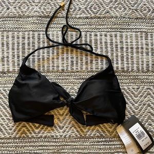 VIX black knit tie bikini top. Black, D Cup